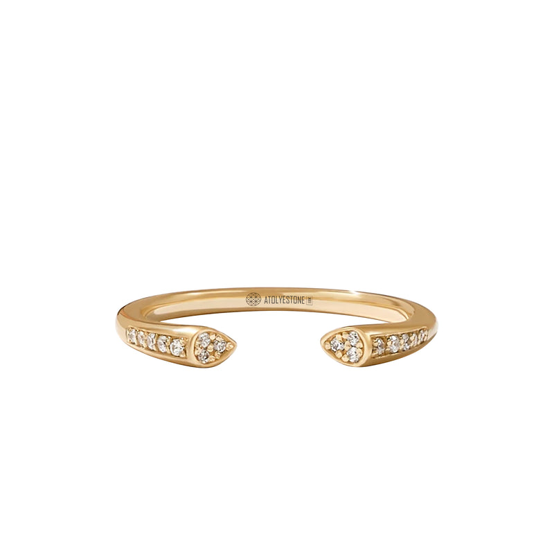 0.07 ctw Diamond Pave Cuff Ring - Solid Gold