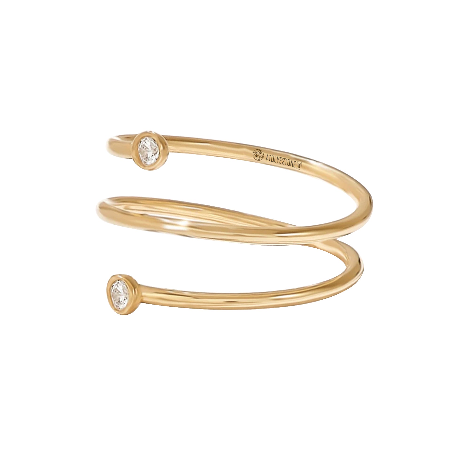 0.08 ctw Bezel Diamond Spiral Ring in Real Yellow Gold