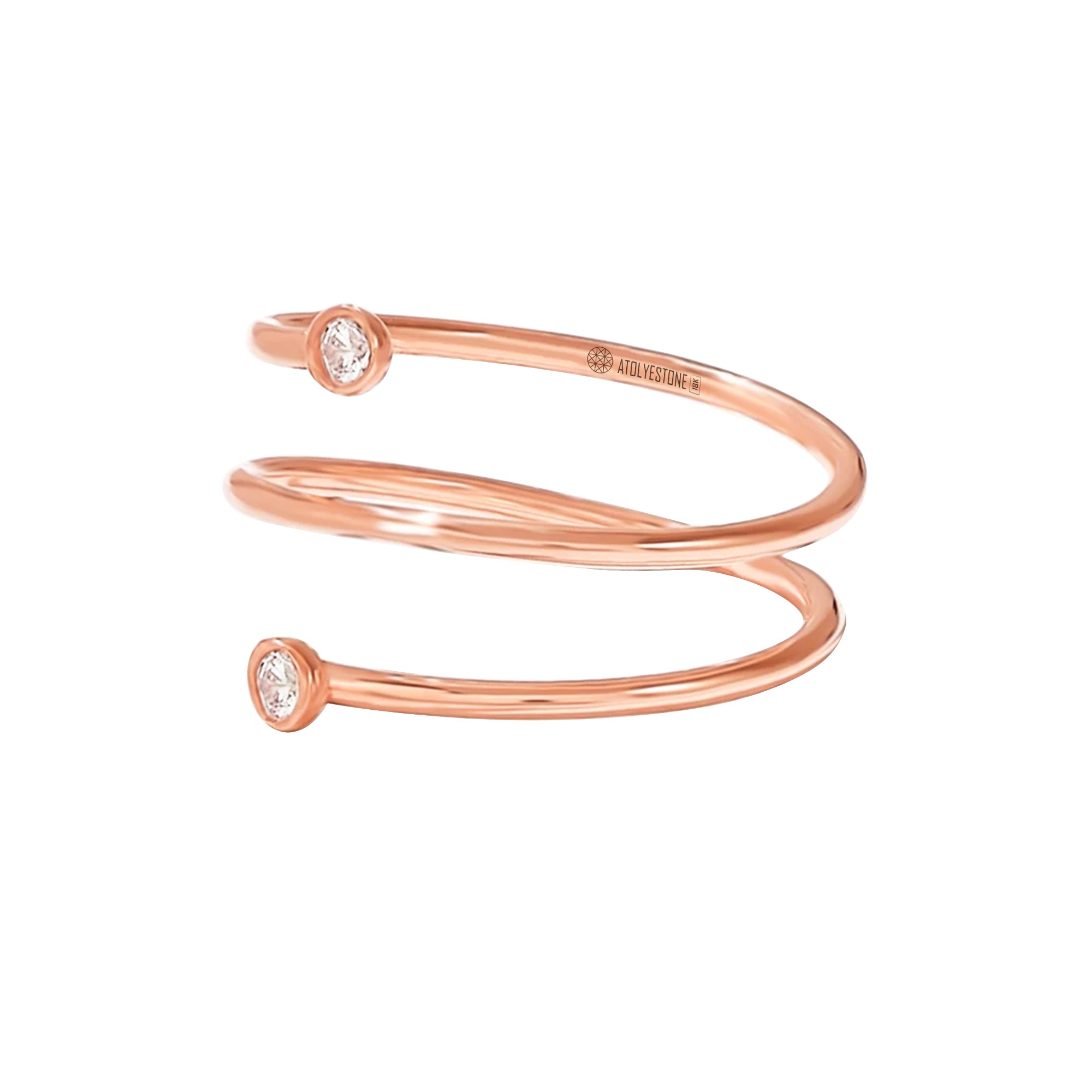 0.08 ctw Bezel Diamond Spiral Ring in Real Rose Gold