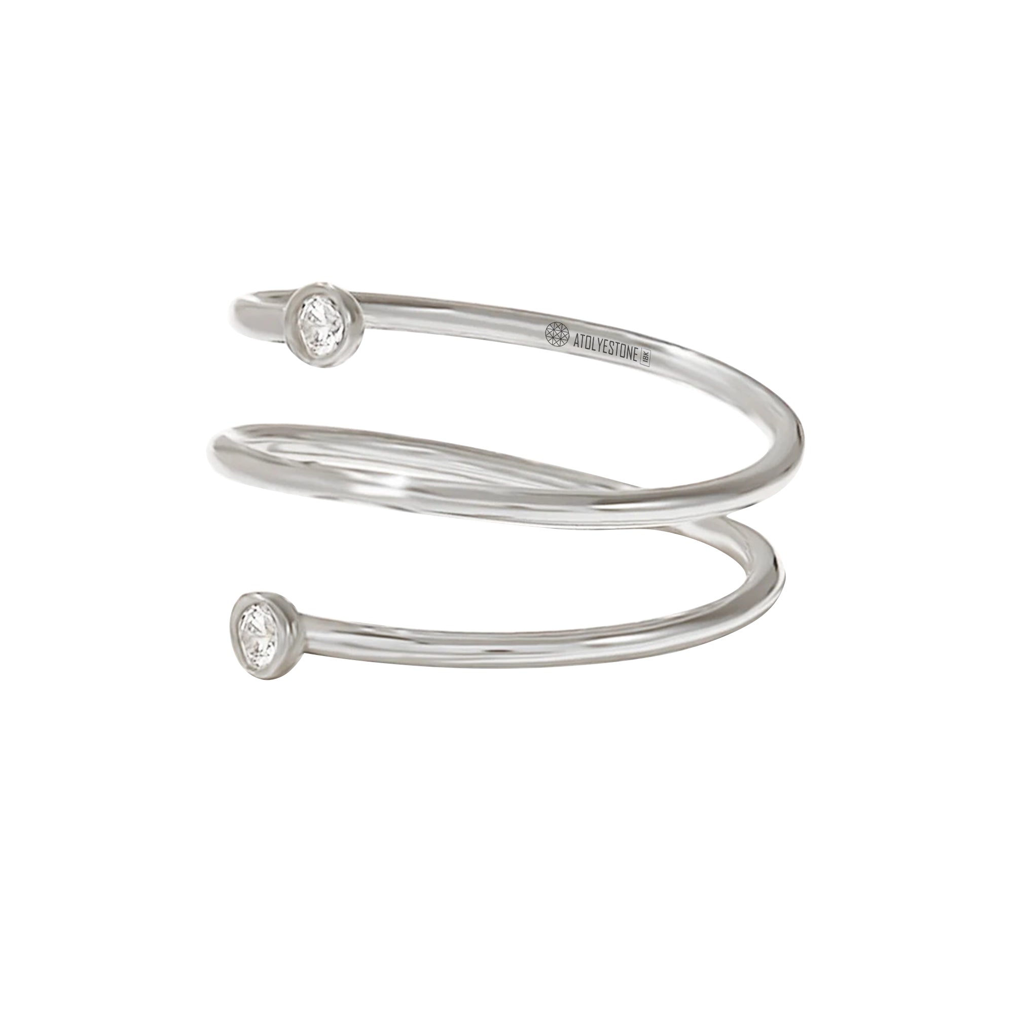 0.08 ctw Bezel Diamond Spiral Ring in Real White Gold