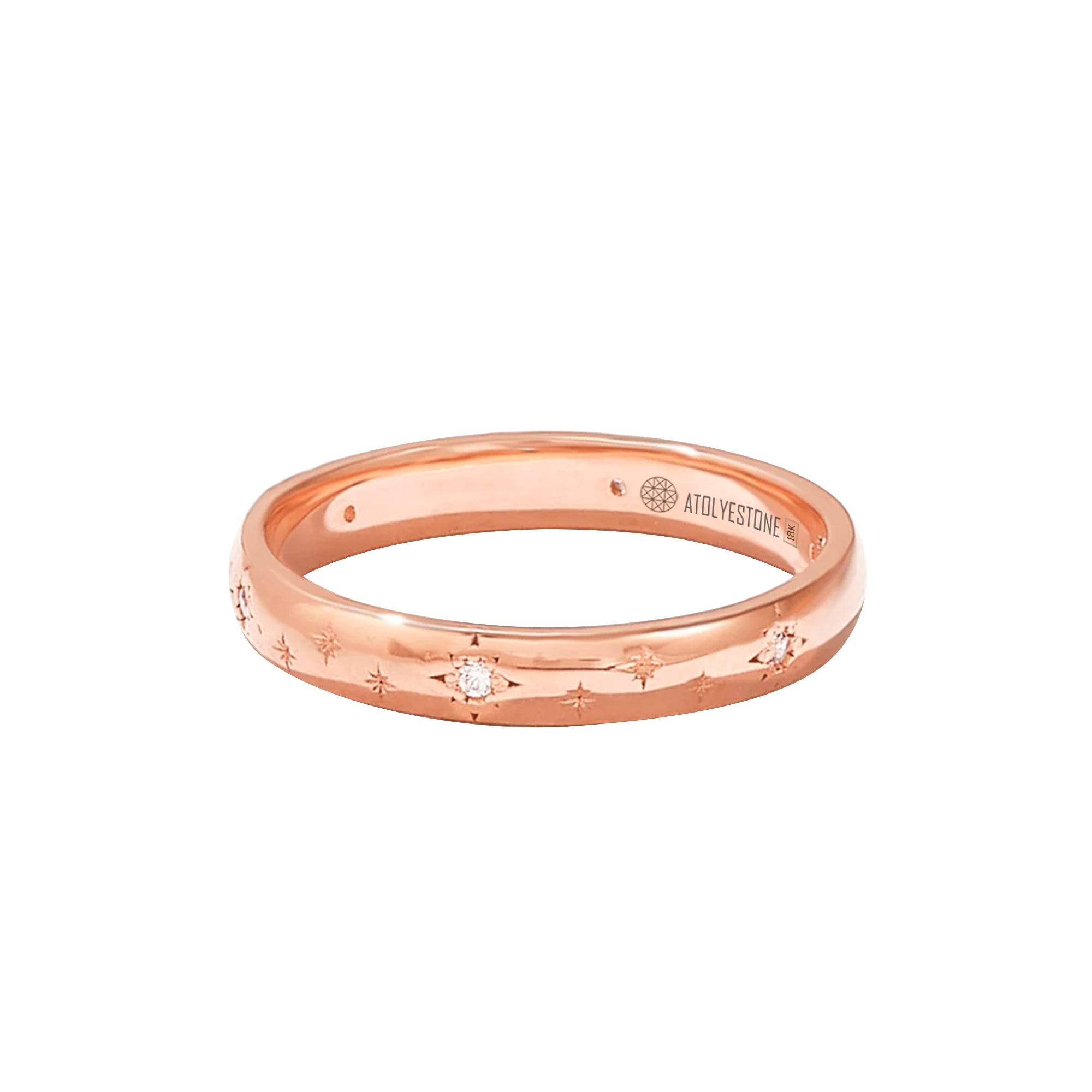 Women's Real Rose Gold 0.05 ctw Diamond Star Pave Band Ring