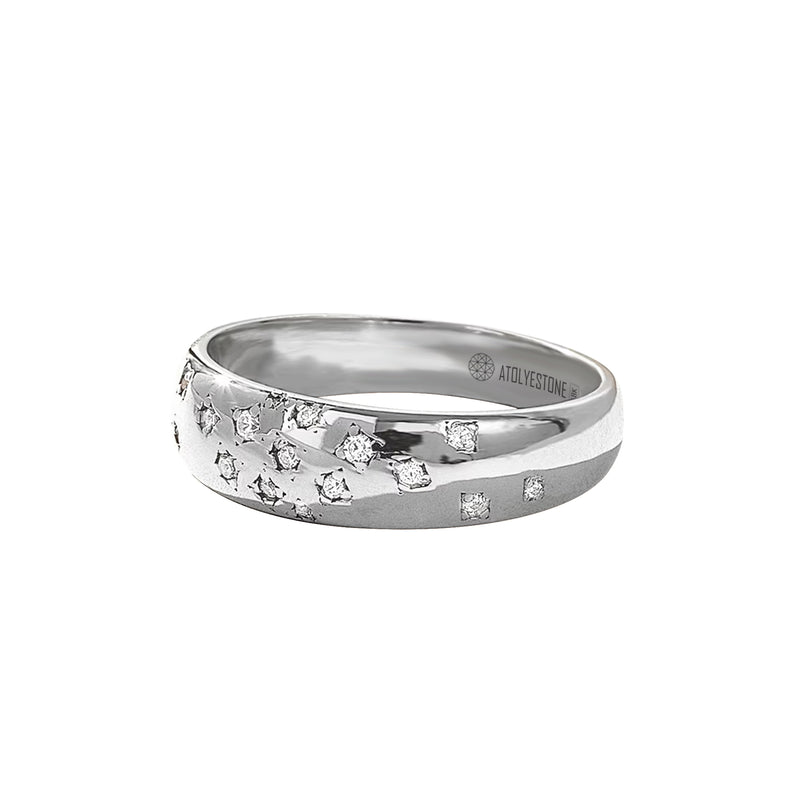 0.17ctw Diamond Paved Real White Gold Band Ring