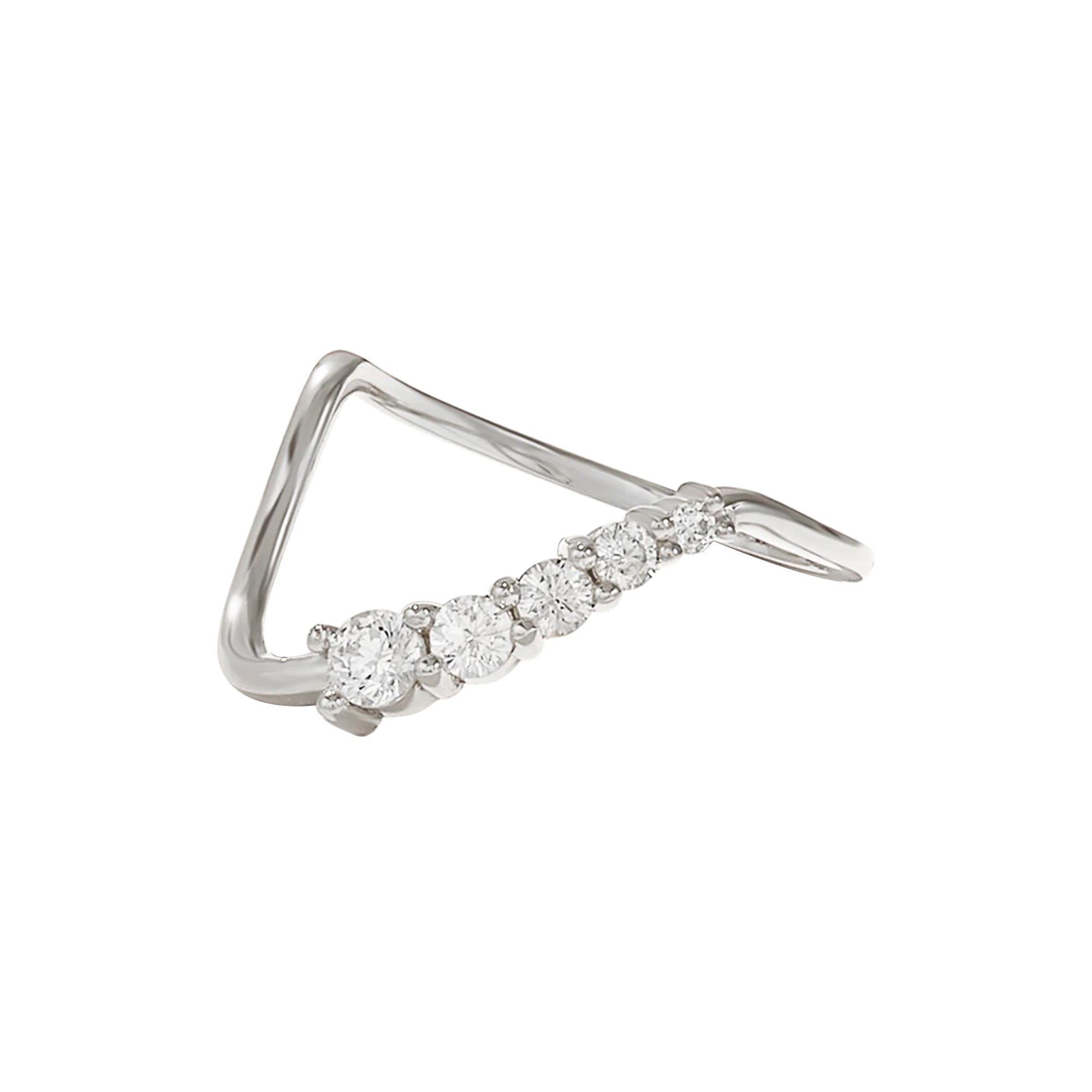 0.36 ctw White Diamond Wave Stacking Ring - Real White Gold