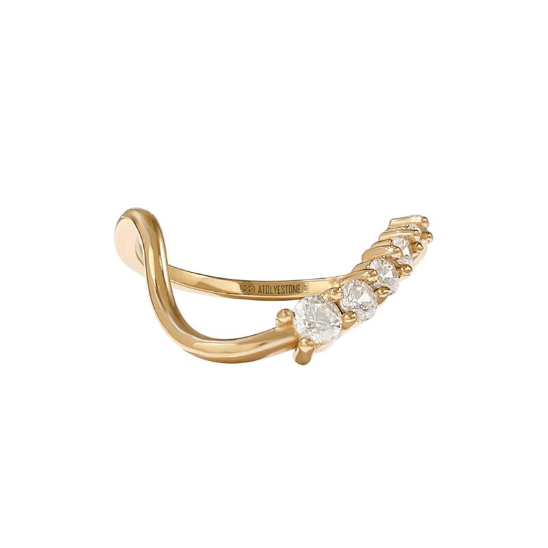 0.36 ctw White Diamond Wave Wedding Ring in Solid Gold