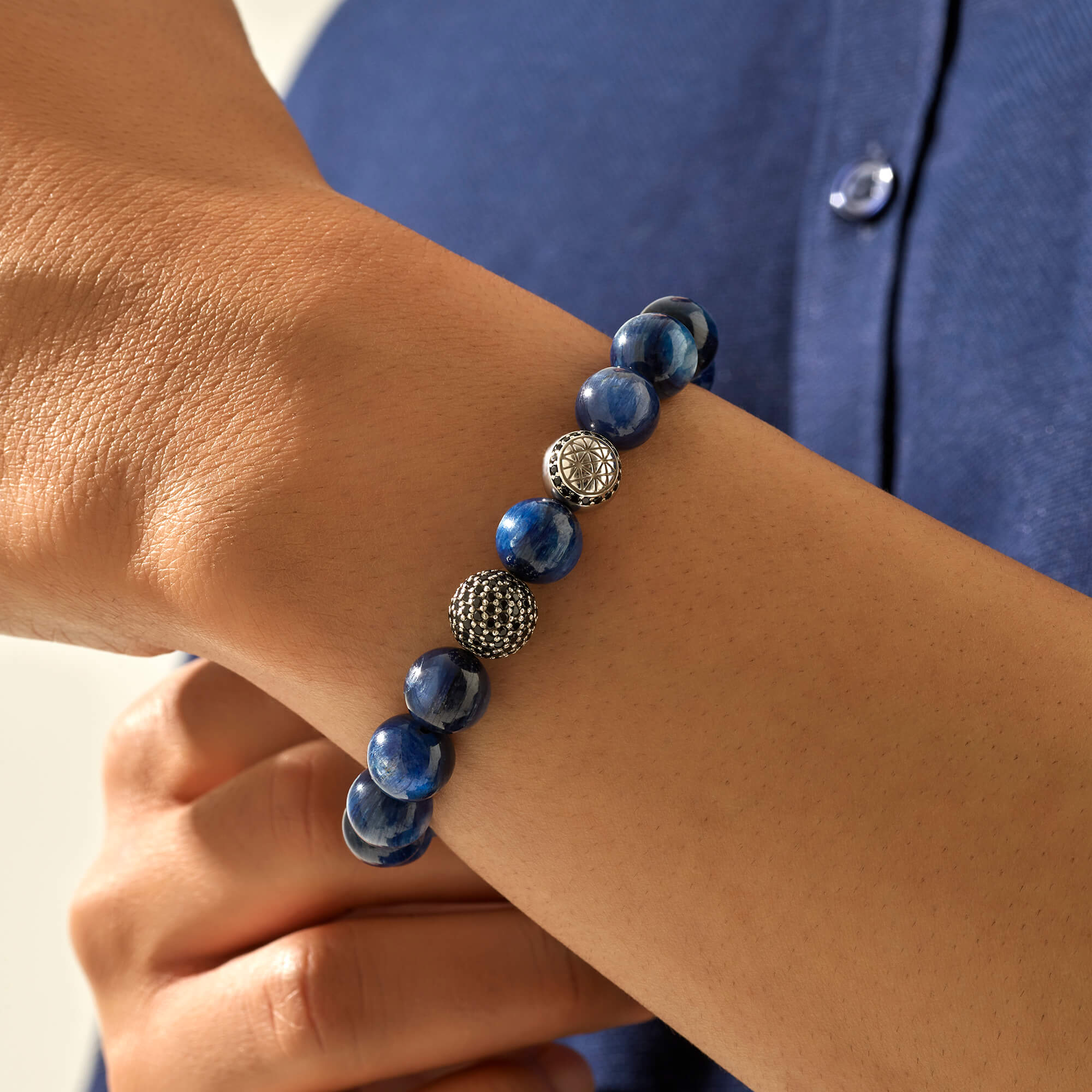 Exclusive Signature Beaded Macrame Bracelet - Silver