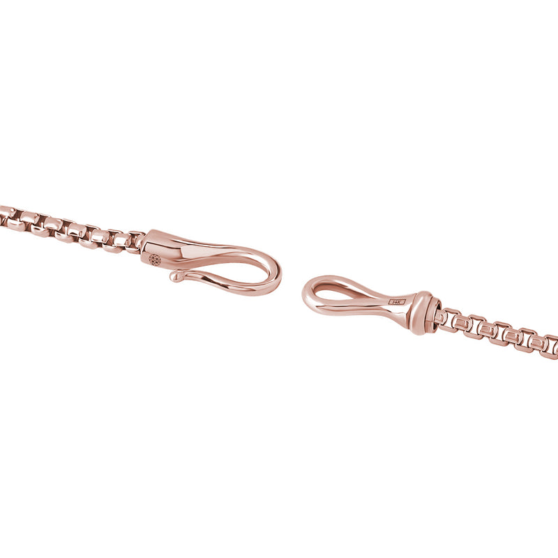 14K Real Rose Gold Fish Hook Box Chain Bracelet for Men