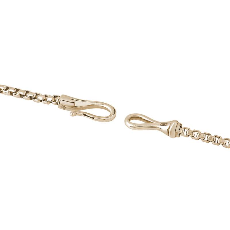 14K Real Yellow Gold Fish Hook Box Chain Bracelet for Men