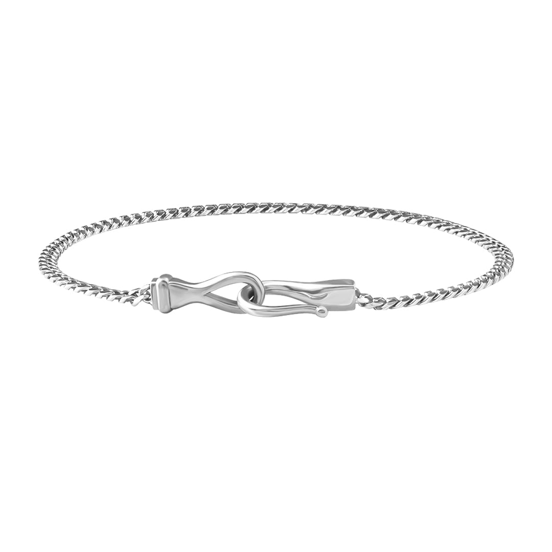 Men's 925 Sterling Silver Fish Hook Cuban Chain Bracelet - Atolyestone