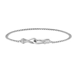 Men's 925 Sterling Silver Fish Hook Cuban Chain Bracelet - Atolyestone