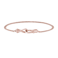 14K Real Rose Gold Fish Hook Cuban Chain Bracelet for Men