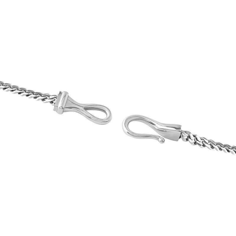 925 Sterling Silver Fish Hook Cuban Chain Bracelet 