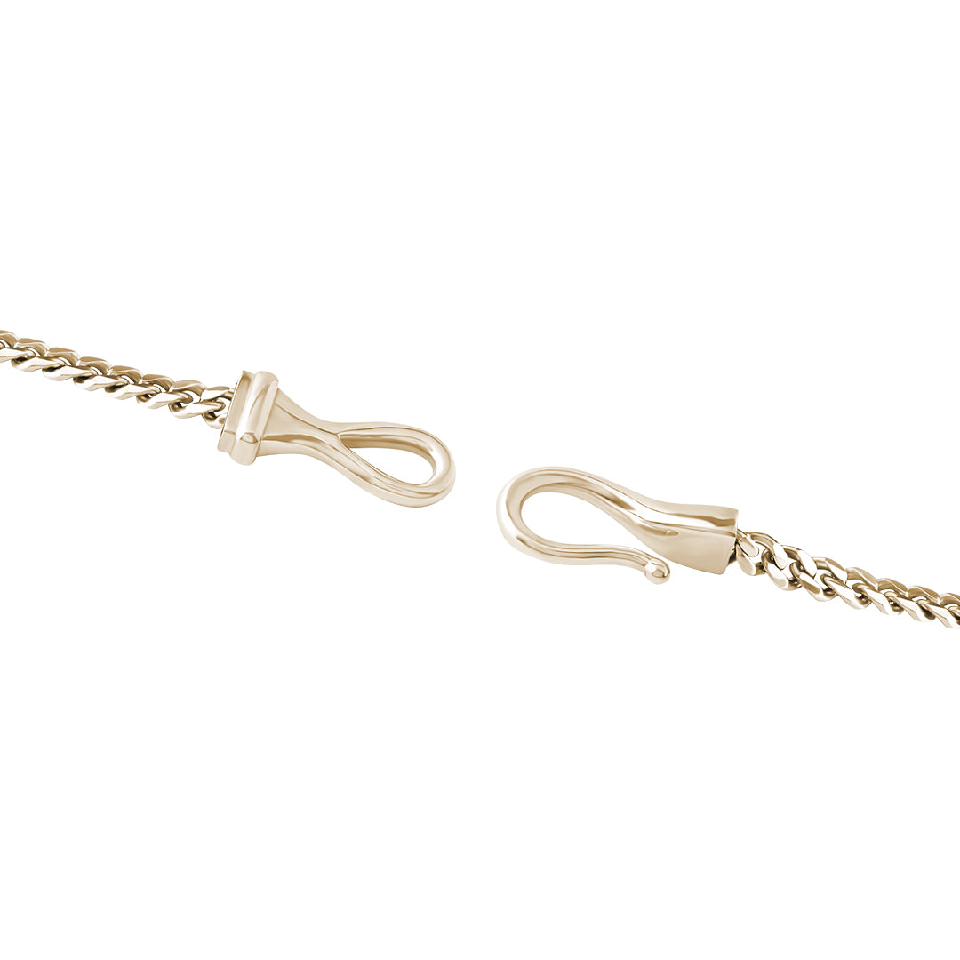14K Solid Yellow Gold Fish Hook Cuban Chain Bracelet for Men