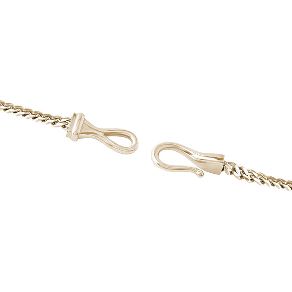 14K Solid Yellow Gold Fish Hook Cuban Chain Bracelet for Men