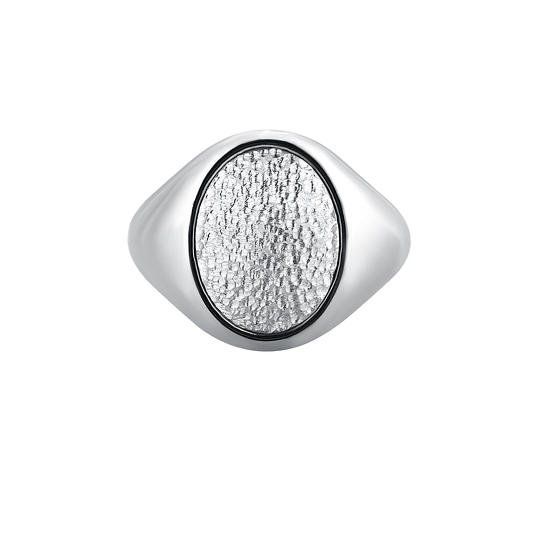 925 Sterling Silver Textured Signet Ring for Men