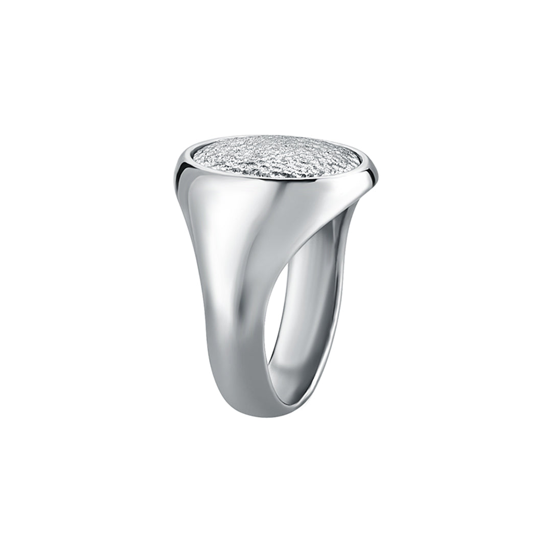 Hammered Oval Ring for Men - Solid Silver