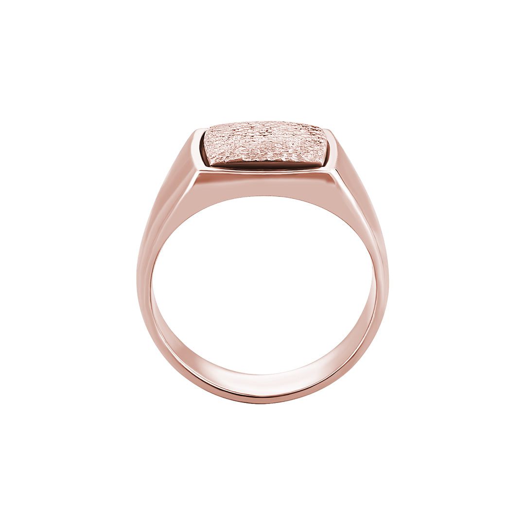Men's 10k Gold Hammered Square Pinky Ring - Rose Gold