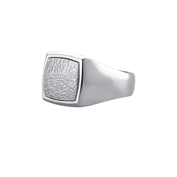 Men's 925 Sterling Silver Hammered Square Signet Ring