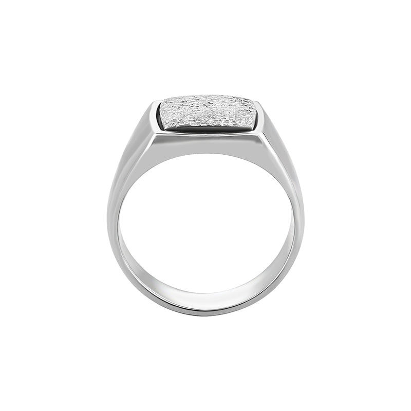Men's 18k Gold Hammered Square Pinky Ring - White Gold
