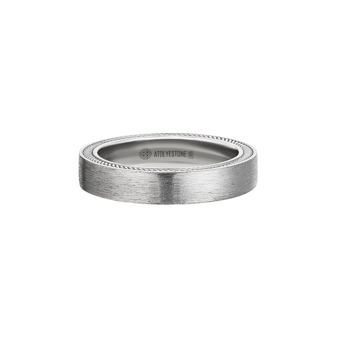 Men's 925 Sterling Silver Hidden Rope Band Ring