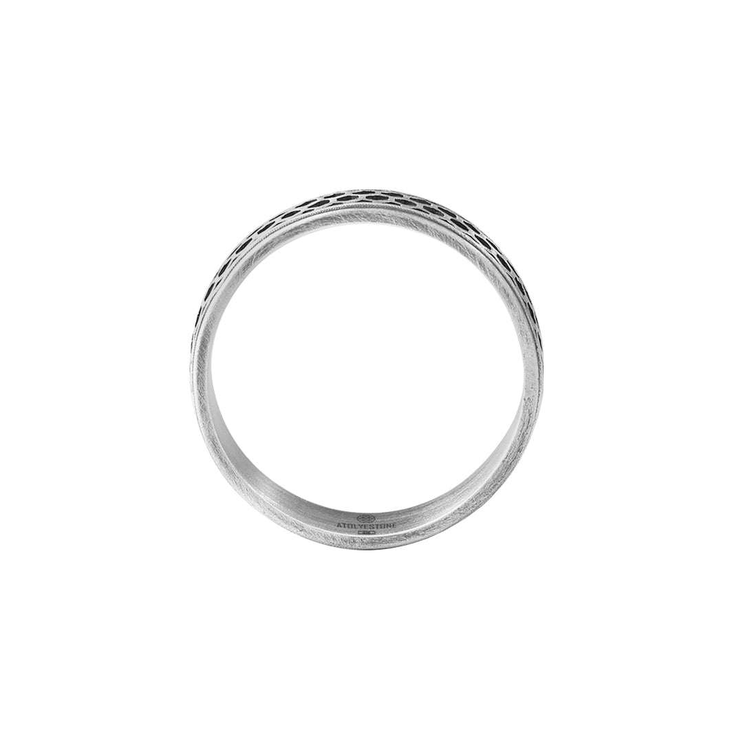Honeycomb Band Ring in Silver