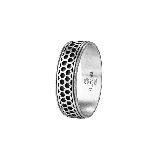 Honeycomb Band Ring in Silver