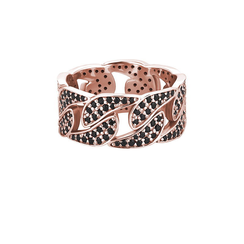 Men's Real Rose Gold Paved Cuban Link Chain Ring