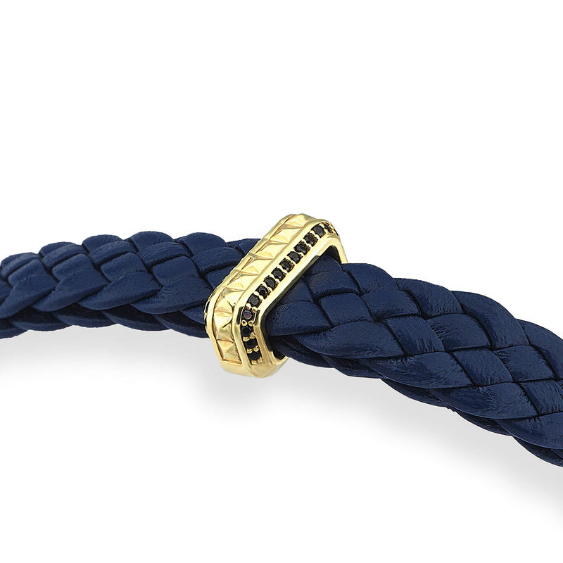 Iconic Elements Leather Bracelet in Yellow Gold