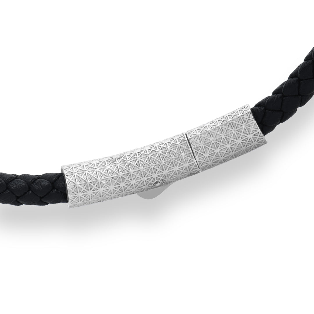 Men's Solid Gold Infinity Leather Bracelet with Pusher Clasp