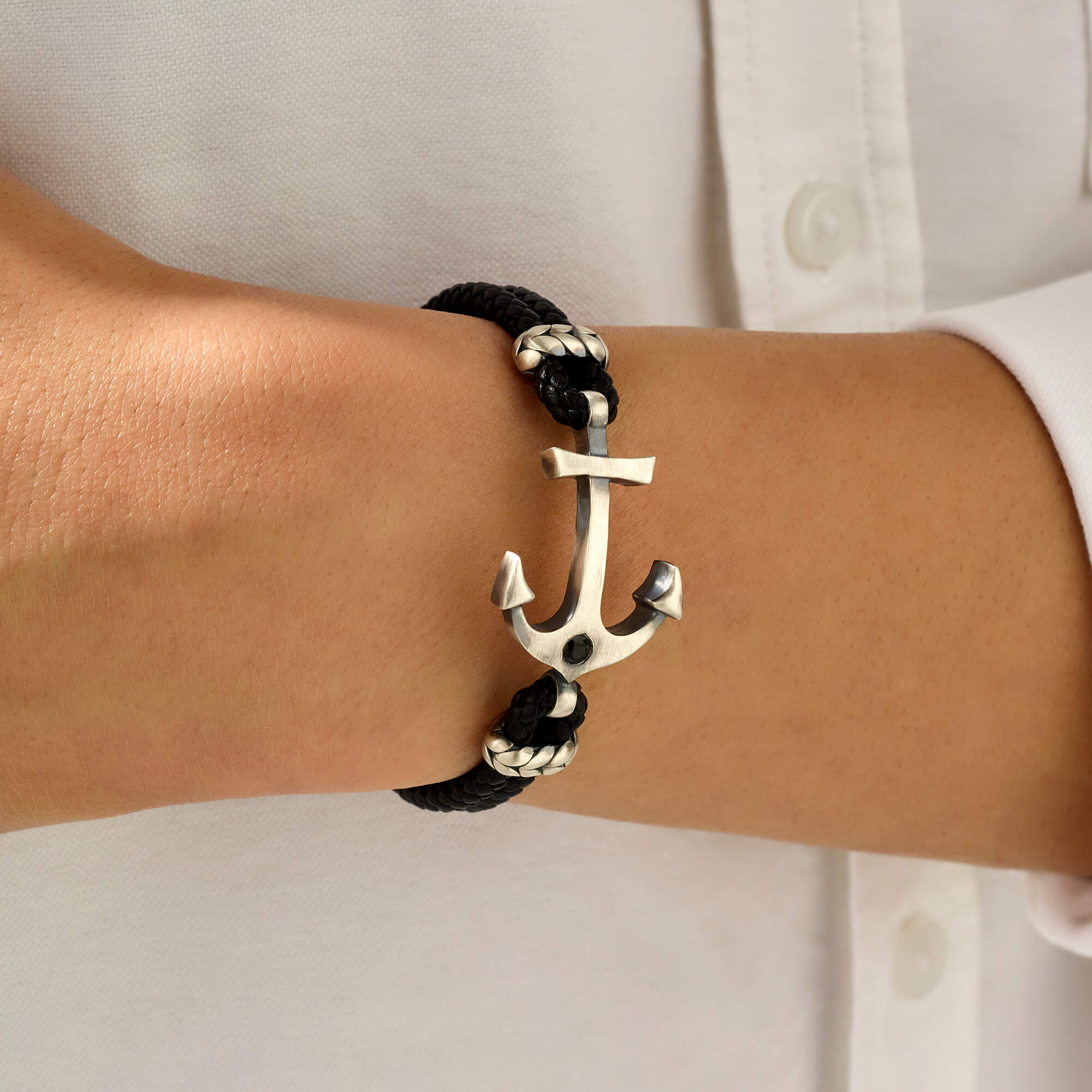Invictus Anchor Leather Bracelet