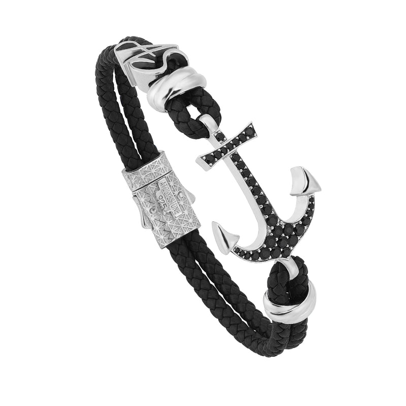 Italic Statement Anchor Leather Bracelet