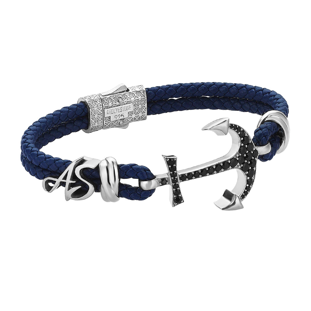 Italic Statement Anchor Leather Bracelet
