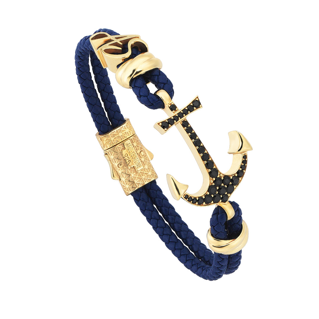 Italic Statement Anchor Leather Bracelet