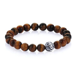 Leo Beaded Bracelets - Oxidised Silver - Tiger Eye