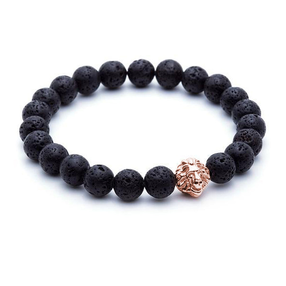 Mens Leo Beaded Bracelets - Rose Gold