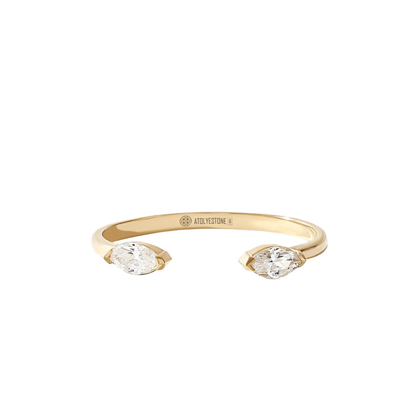 0.18 ctw Marquise Cut Diamonds Open Stacking Ring - Real Yellow Gold
