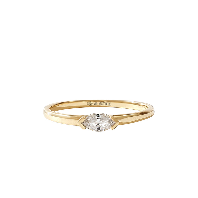 0.10 ct Marquise Cut Diamond Solitaire Stacking Ring in Solid Gold