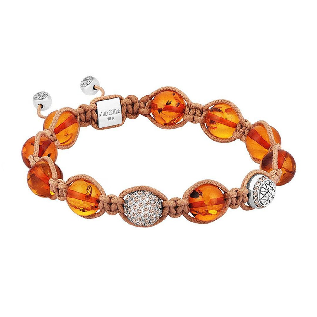 Shamballa Amber Bracelet - Solid White Gold