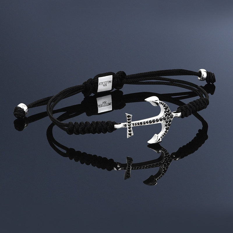 Anchor Macrame Bracelet Black String