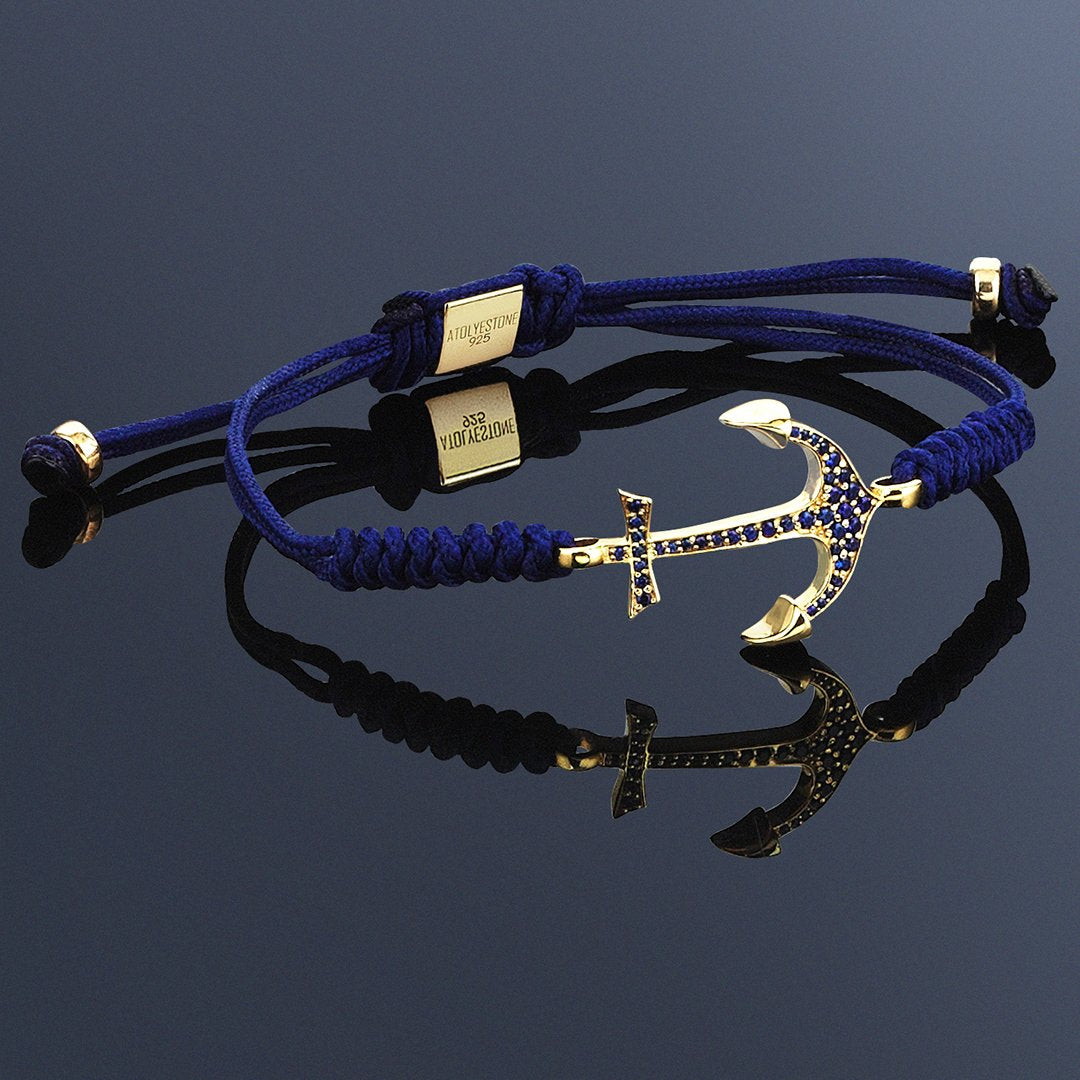 Anchor Macrame Bracelet Navy String