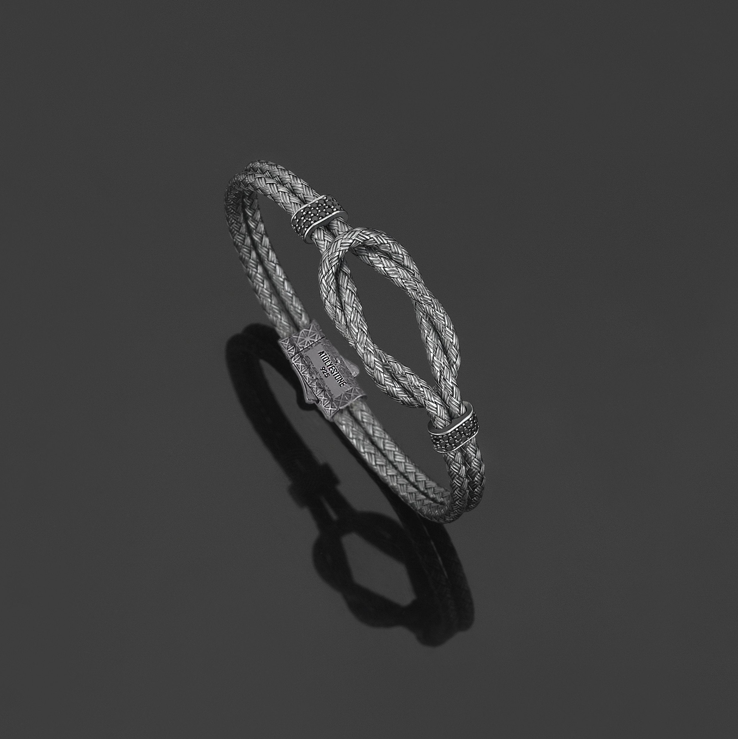 Men Silver Artillery Bangle Plating Gunmetal