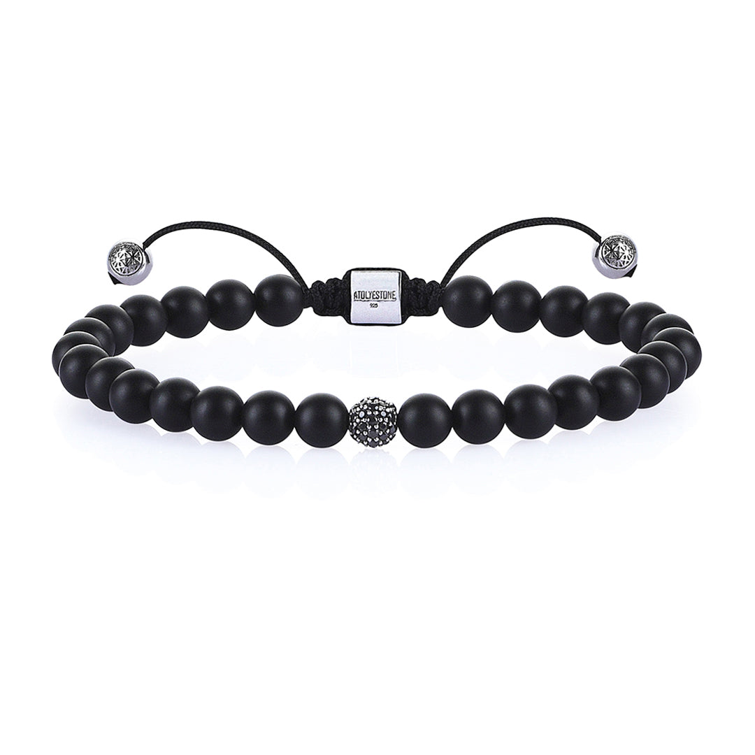 Men's Macrame Beaded Bracelet - Agate - Black Diamond
