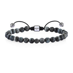 Men's Macrame Beaded Bracelet - Eagle Eye - Cubic Zirconia