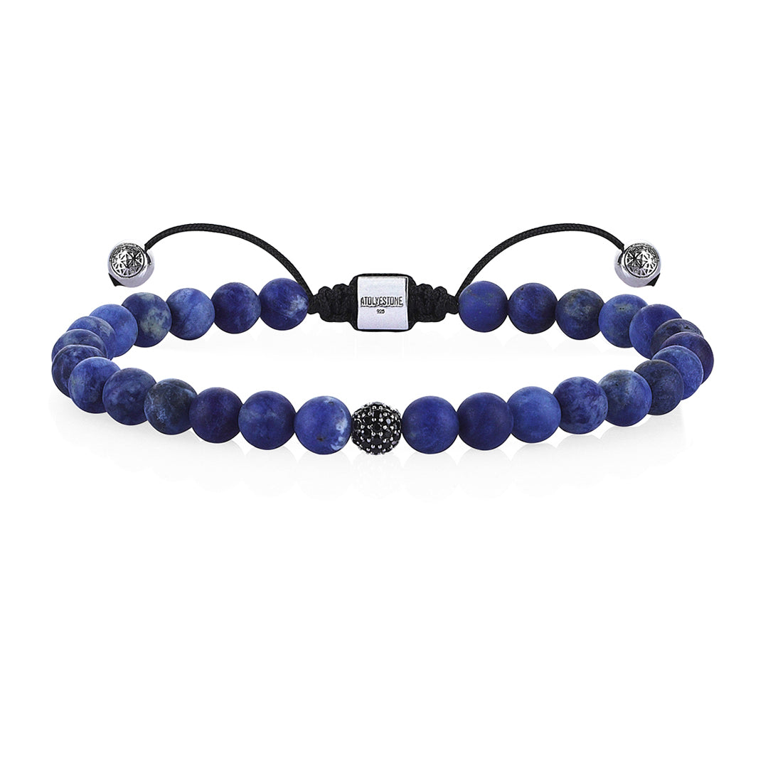 Men's Macrame Beaded Bracelet - Sodalite - Cubic Zirconia