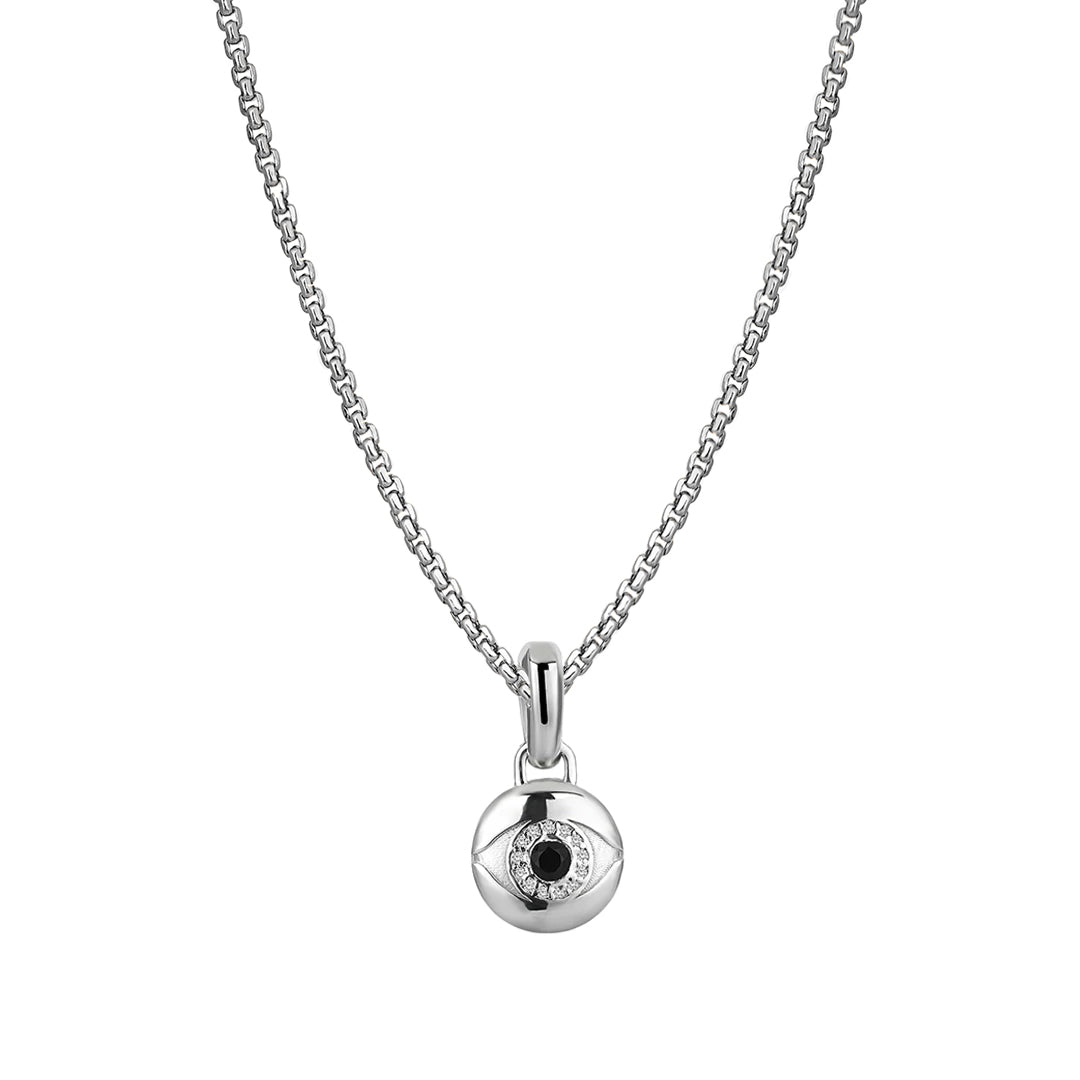 Men's 925 Sterling Silver Evil Eye Pendant with Cuban Links Chain