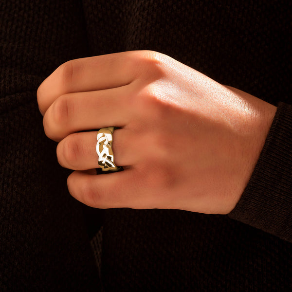 Men's Woven Band Ring in Gold