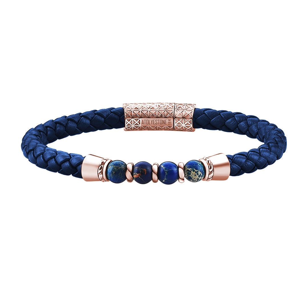 Leather Beaded Bracelet in Rose Gold