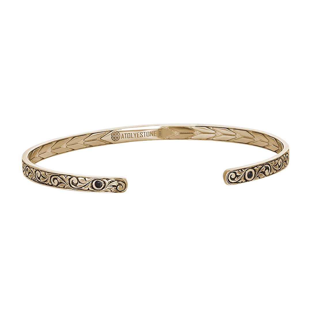 0.16ct Black Diamond Real Gold Cuff for Men