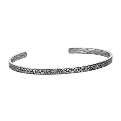 Men's 925 Sterling Silver 4mm Open Cuff Bracelet