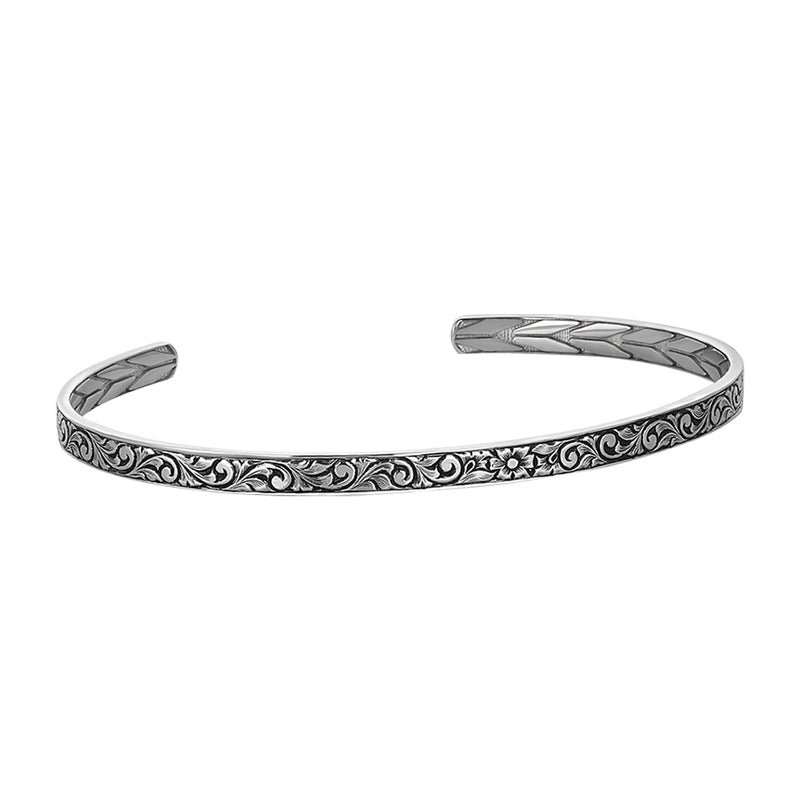 Men's 925 Sterling Silver 4mm Open Cuff Bracelet