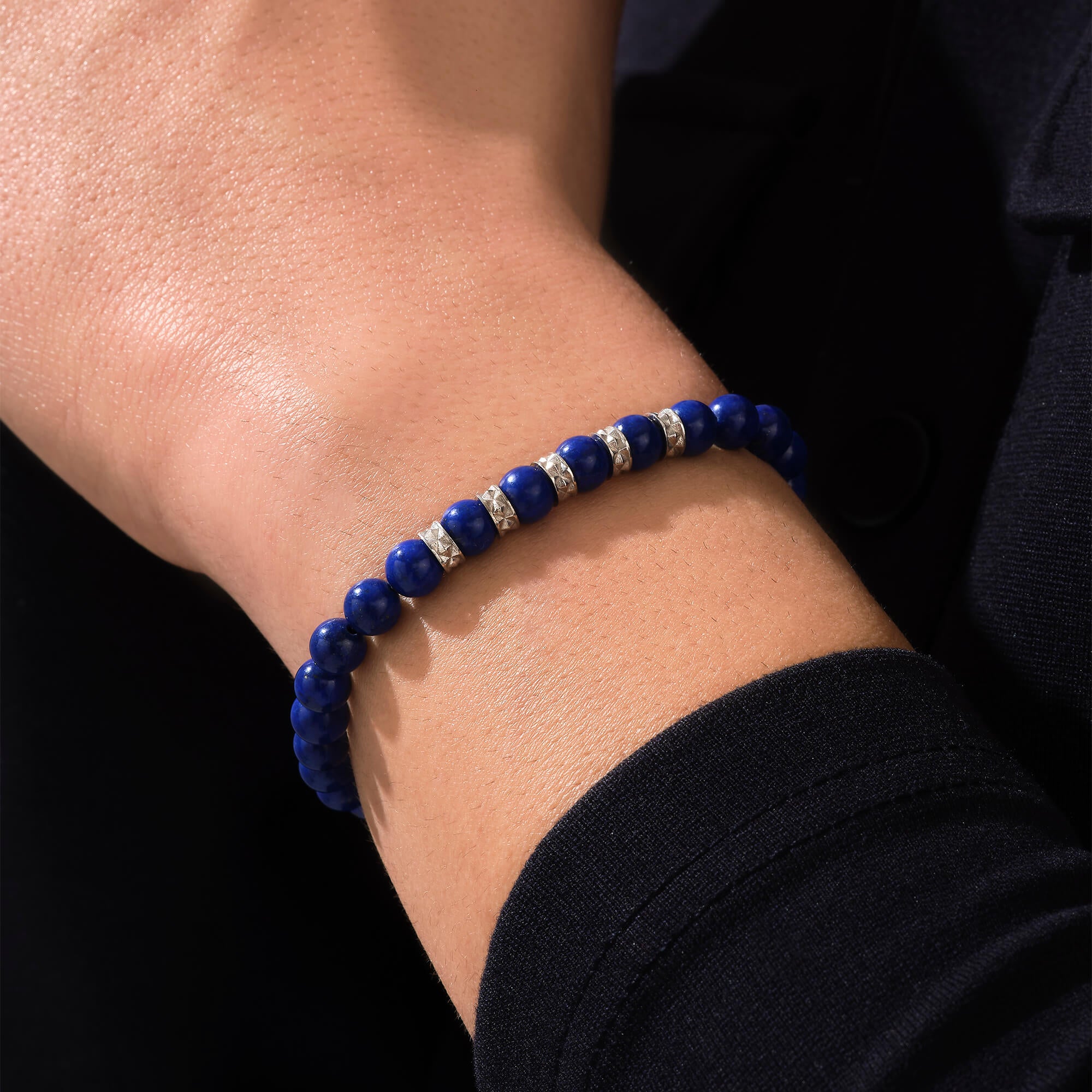 Minimal Pyramid Lapis Lazuli Beaded Bracelet